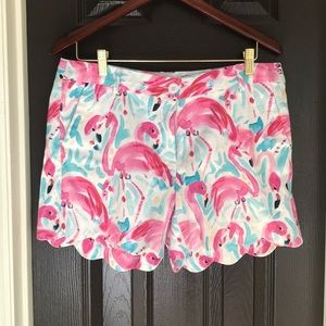 JADE Boutique Flamingo Shorts with Scallop Hem
